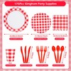 175Pcs Red Gingham Party Supplies Gingham Paper Plates and Napkins