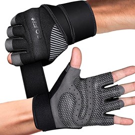 COFIT Workout Gloves for Men and Women, Non-Slip Breathable Weight Lifting Exercise Gloves with Wrist Wrap Protection for Gym, Fitness, Training - Black S