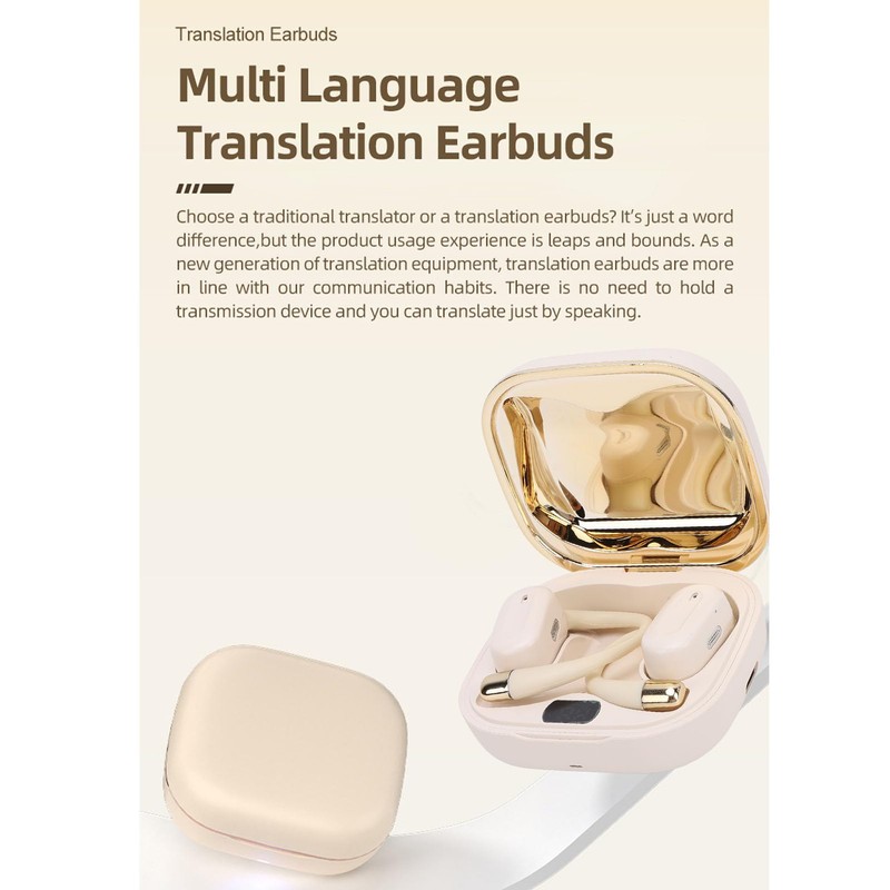 Voice Translator Earbuds, Real-time Translation in 144 Languages with Bluetooth