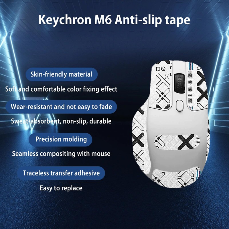 NOUKAJU Mouse Grip Tape Full Coverage for Keychron M6, Mouse