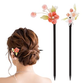 2 Pcs Chinese Wooden Hair Sticks, Retro Wooden Hairpins, Flower Tassels Hair Chopsticks, Handmade Hair Accessories for Women Long Hair