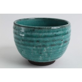 Mino ware Japanese Pottery Chubby Bowl Crackled (as Cereal/Matcha/Rice Bowl) made in Japan (Japan Import) MSB101 (Emerald Green)
