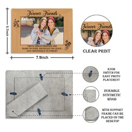 Forever Friends Wooden Picture Frame - 4x6 Inches, Perfect for Birthday or Christmas, Long Distance Friendship Gift