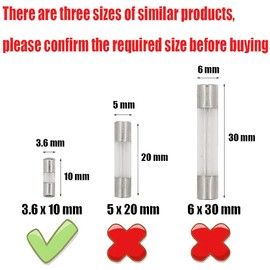 SIXQJZML 10 Pack F2.5AL Fast-Blow Mini Fuse 2.5A 2.5amp 125V Glass Fuses 0.14 x 0.39 inch / 3.6 x 10 mm (125Volt) (F2.5A)