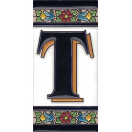 Exterior House Numbers - Door Plate - Enameled Ceramic - Hand Painted with Dry Rope Technique - Names and Addresses - Large Flower Model 7.5cmx15cm