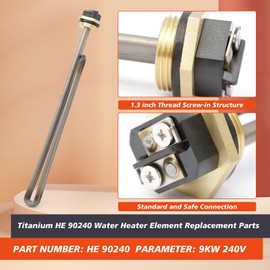 3 Pcs Titanium HE 90240 Water Heater Heating Element Replacement for EcoSmart ECO 18 27 36 Tankless Water Heater Parts, Screw-In 9KW 240V Element Replaces HE 80240 R004709024S SGB-2903 HA-P004 HA-P005