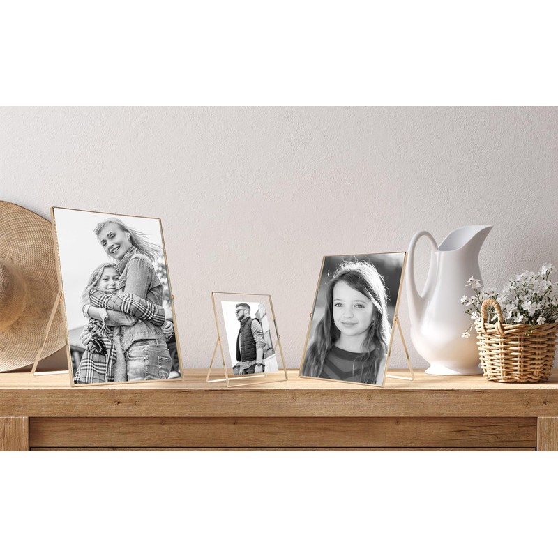 Silver 4x 6'' Double Hinged Floating Frame, For Photo Sizes