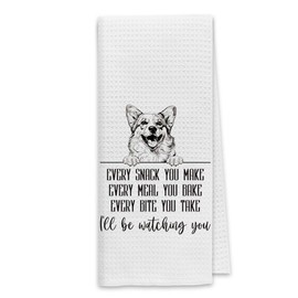DIBOR Corgi Dog Kitchen Towels, Corgi Gifts Dish Towels Dishcloth, Funny Dog Every Meal You Make Cloth Hand Towels Tea Towels for Bathroom Kitchen, Corgi Gifts for Corgi Lovers, 16x24 Inches