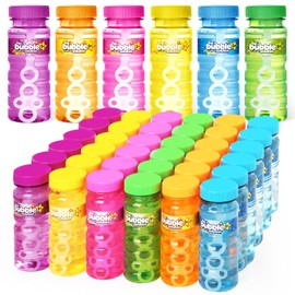 Shemira 24 Pack Bubble Bottles (4oz Bubbles Solution), Bubbles Party Favors for Kids, Bubbles Wand Bulk, Large Bubble Kit, Summer Outdoor Toys for Kids Toddlers, 6 Colors, Bubble Party Favor