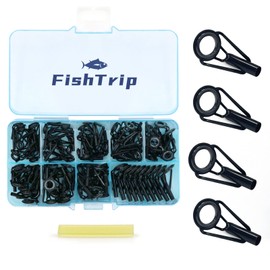 FishTrip Rod Tip Repair Kit 70pcs Fishing Rod Tips Replacement Kit Stainless Steel Ceramic Guides Ring Fishing Pole Eyelets Repair Kit