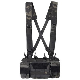 ONETIGRIS Chest Rig, MOLLE Chest Rigs Chest Rig Dangler Pouch Utility Admin Pouch IFAK Organizer - Color: CamoColor Black