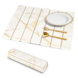 Sofort Stone Drying Mat for Kitchen Counter, Water-Absorbent Collapsible Dish Drying Mats, Gold White Marble Quick-Dry Diatomaceous Earth Mats for Dishes, Bottles (Gold white, 16*12")