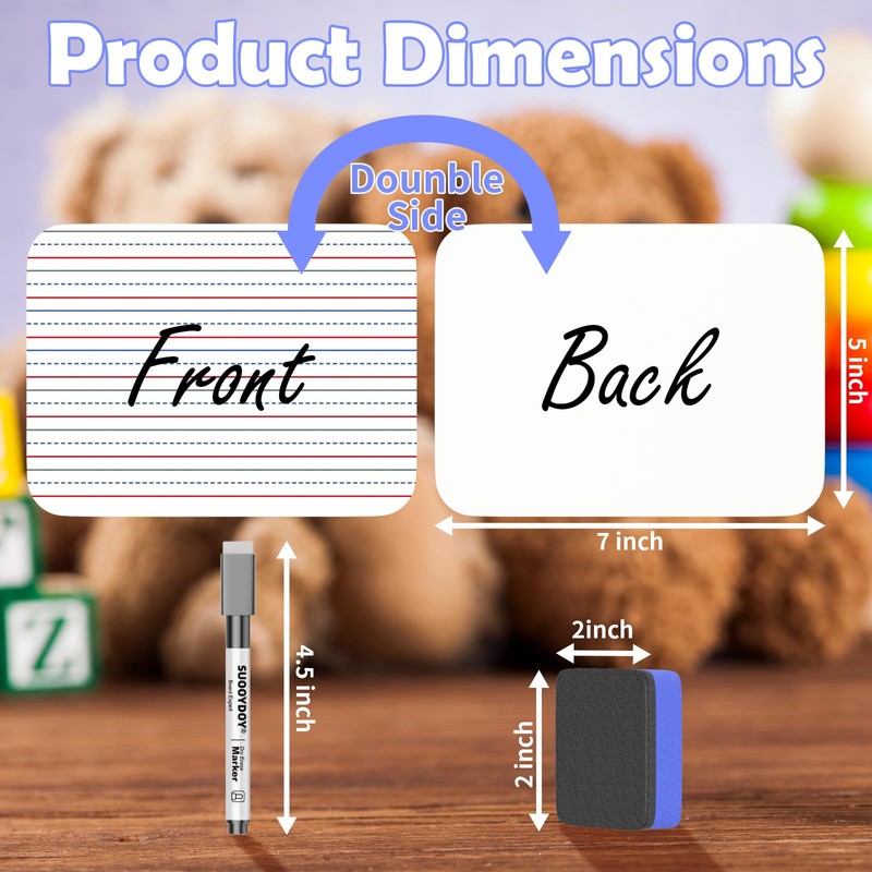 Dry Erase Boards 25 Pack, 9"x12" Double Sided Small Whiteboards