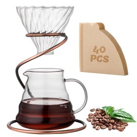 shoxil Coffee Pour Over Set – Complete Pour Over Coffee Maker with Dripper, 40Filters, and Metal Stand – Portable & Stylish V60 Style Drip Coffee Brewer