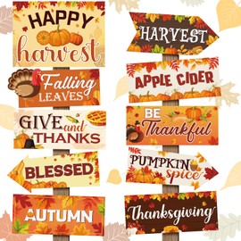Abilat 20 Pcs Thanksgiving Yard Signs Turkey Pumpkin Yard Outdoor Decorations for Yard Garden Lawn Patio Scarecrow Outdoor Fall Decor