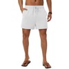 Neer 3 Pack Men's Linen Shorts Casual Cotton Lightweight Elastic