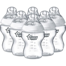 Tommee Tippee Closer to Nature Baby Bottles, Breast-Like Teat with Anti-Colic Valve, 260ml, Pack of 6, Clear