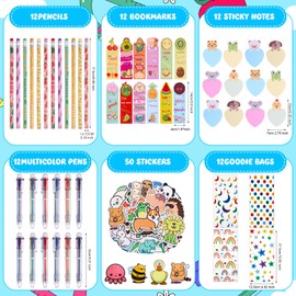 Vergissmeinnicht 110 Stationery Party Favors for Kids, Birthday Goodie Bags Stationery Party Favors Return Gifts Goody Bag Stuffers for Students Classroom Rewards, Back to School Gifts