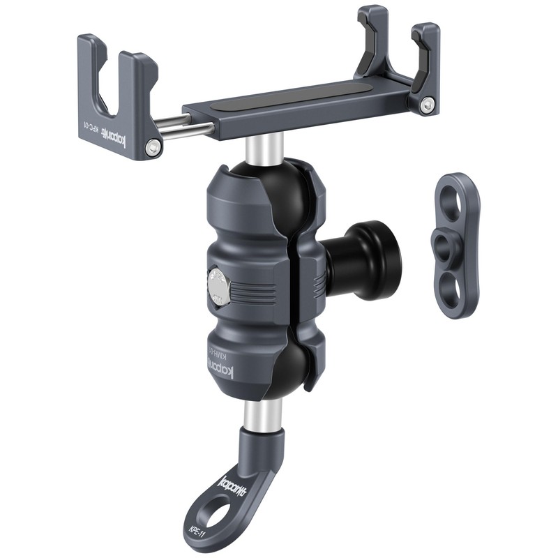 KAPARNER Motorcycle Phone Clip Kit, Anti-Theft Double Socket Arm/Angled Bolt-Head
