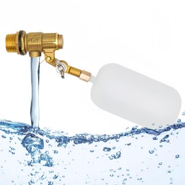Water Float Valve 1/2 inch Brass Float Valve with Plastic Water Float Ball Valve Automatic Water Level Control for Livestock Water Tank,Aquariums, Hydroponics