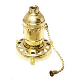 B&P Lamp Solid Brass Pullchain Socket with 2 1/4" Fitter, Screw-On, UNO-Type Shade Holder, Polished & Lacq.