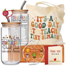 Qubereeree 5Pcs Teacher Appreciation Cup Set Gifts for Teachers, Back to School Gift, Thank You Basket Box for New Teachers, End of The Year, Graduation Gifts for Best Teacher from Student