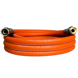 DayisTools Hybrid Garden Hose 3 ft, Strong Flexible Water Hose 5/8 IN x 3FT, Lightweight, Super Durable, All-weather, Work Pressure 200 PSI, 3/4 IN GHT Solid Brass Fittings, Orange White