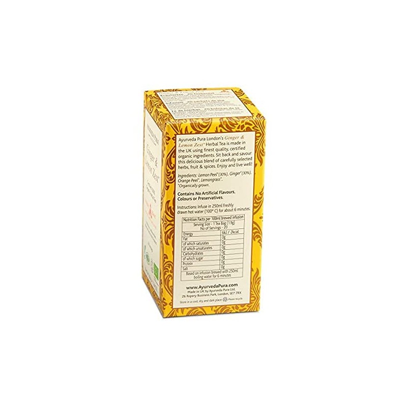 Ginger & Lemon Zest Herbal Tea - Carton of 4