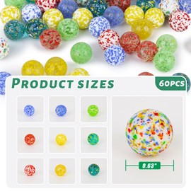 3 otters 60PCS Glass Marbles, Assorted Colors Marble for Vase Fillers Fish Tank Rocks Aquarium Tank Decor Table Scatter Decoration, 5/8inch
