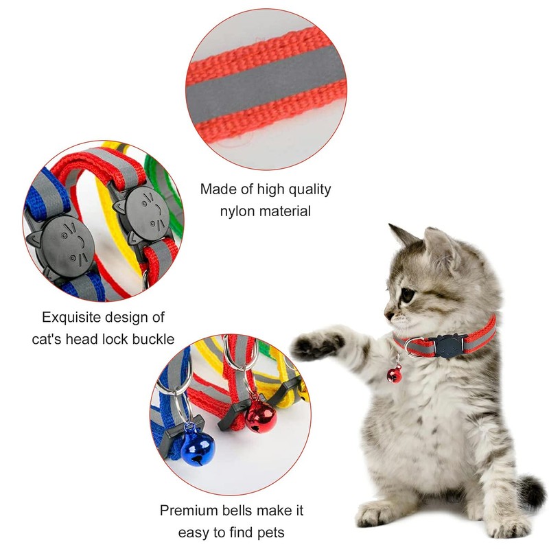 Cat Collar with Bells 6 Pack Reflective Breakaway Collars Safe