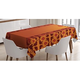 Ambesonne Étnico Mantele, Arte Elefante Animal, Resistente al Agua Lavable Colores No Destiñen Personalizado, 60" X 84", Naranja Rojo Borgoña