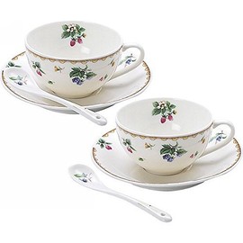 Koto-en Fruit Harmony Pair 208-2 3241-119 Cup: Diameter Approx. 3.7 inches (9.5 cm) / Height Approx. 2.2 inches (5.5 cm), Saucer: Diameter 5.8 inches (14.8 cm), Spoon: Total Length: Approx. 5.1 inches