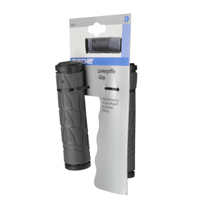 FISCHER 85763 Grip Bicycle Handlebar Grips, Grey/Black, One Size