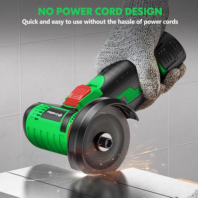 Creddux Cordless Angle Grinder, 3 Inch Mini Angle Grinder Tool