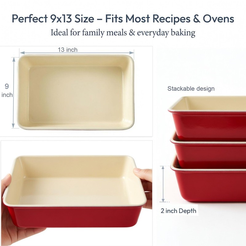 Proigtz 9x13 Inch Baking Pan 2 Pack, Heavy Duty Nonstick