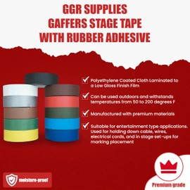 GGR Supplies T.R.U. CGT-80 Dark Blue Gaffers Stage Tape with Rubber Adhesive, 1.5 in. Wide x 60 Yards Length, 12MIL Thickness (Pack of 1)