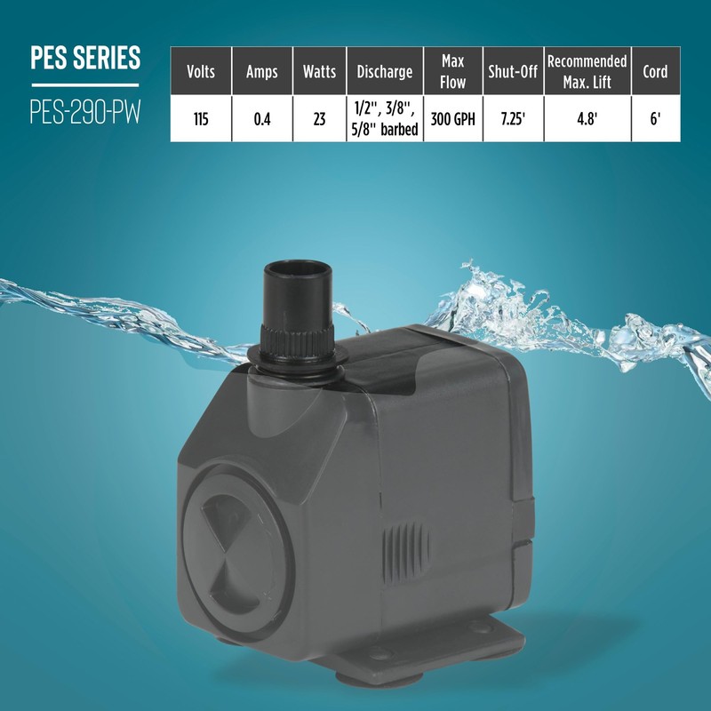 Little Giant PES-290-PW 115-Volt, 300 GPH Magnetic Drive Fountain/Pond Pump