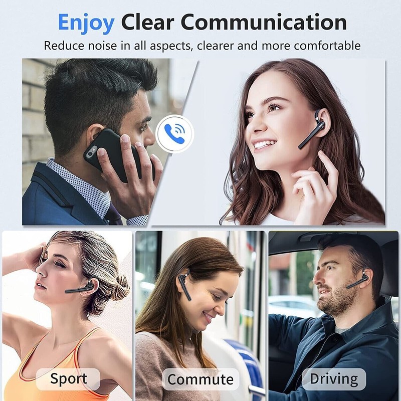 Bruggex Wireless Bluetooth 5.3 Earpiece Noise Cancelling Trucker Headset Dual