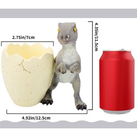 FlidRunest Dinosaur Kids Toothbrush Holder Tooth Brush Organizer for Bathroom - Sturdy Resin Dino Tooth Brush Holder - Easy to Clean - Dinosaur Bathroom Decor for Birthday, Children's Day-Grey