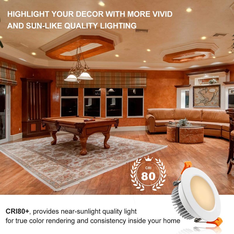 YGS-Tech 3.5 Inch LED Recessed Lighting, Dimmable Downlight 7W(55W Halogen