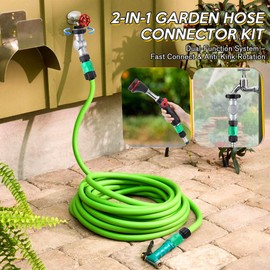 Garden Hose Quick Connect Fittings 3/4" with 180° & 360° Metal Swivel Connector for Standard Garden Hoses, Heavy Duty Water Anti Kink Pivot Hose Connector for Outdoor Faucet, RV, Yard & Car Washing