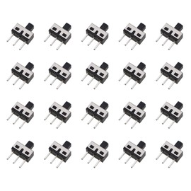 CTWHA 20PCS High Knob Vertical Slide Switch 3 Pin 2 Position 1P 2T SPDT Panel 5mm Straight Pin Current for Controlling Low Power Electronic Items Audio Video Volume