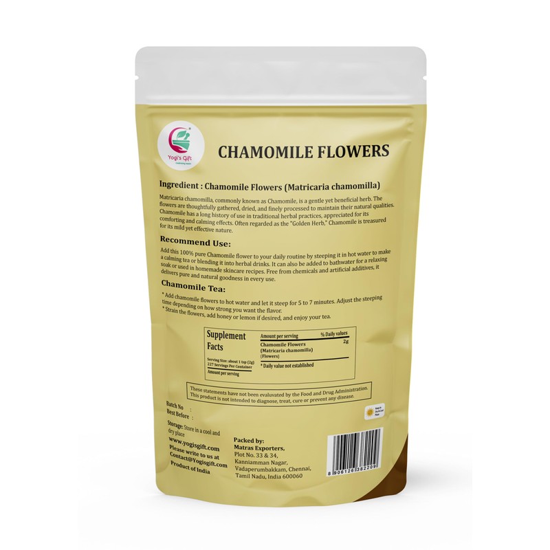 Chamomile Flowers 1 LB, 100% Natural Loose Leaf Chamomile Tea,