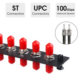 Xunsomten - 2PC 6 Fiber ST to ST Singlemode Fiber Patch Panel with 6 ST Single Mode Fiber Coupler Adapter Connectors