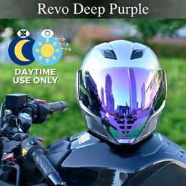 Logto Compatible With ICON Airflite Helmet Visor ICON 06 Motorcycle Helmet Face Shield Replacement Tinted Visor (Revo Deep Purple)