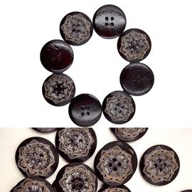 Lurrose 50pcs Wood Buttons Retro Wooden Button Engraving Buttons Engraving Wooden Buttons Wood Carving