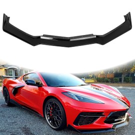 KETAI Front Lip Compatible with 2020-2024 Chevy Corvette C8 Front Bumper Lip BS Style Spoiler Splitter Air Chin Body Kit Protection Guard for Stingray Gloss Black (Plastic)