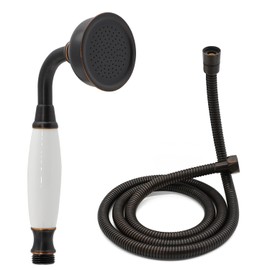 Oil Rubbed Bronze Vintage Telephone Handheld Shower Spray Ceramic Handle with 59inch Flexible Hose, Antique Brass Shower Head Clawfoot Tub Showerhead Replacement, No Wand Holder
