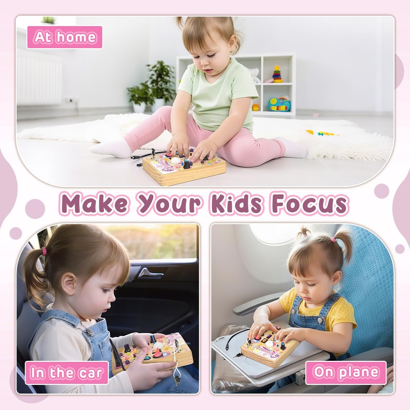 Joyreal Montessori Busy Board with LED Switches for Toddlers
