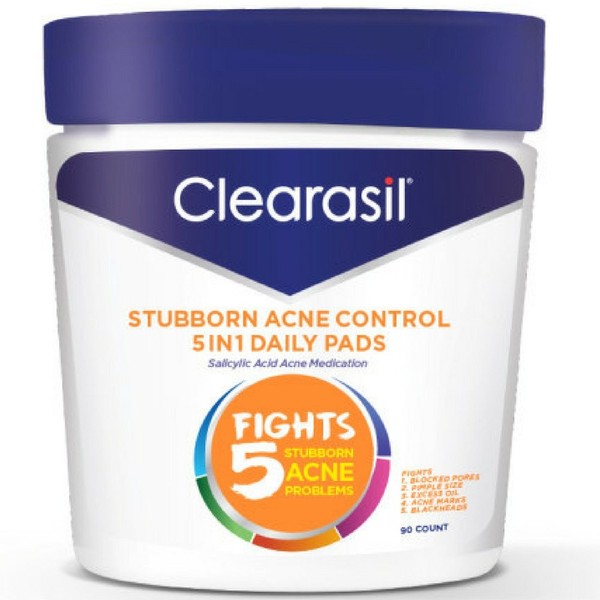 Clearasil Ultra 5 in 1 Acne Face Wash Pads, 90 Count (Pack of 4)